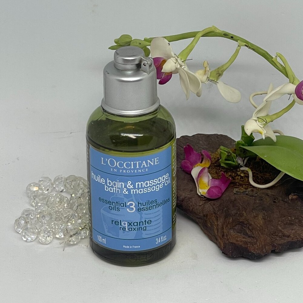 L'Occitane En Provence 3 Essential Oils Relaxing Bath & Massage Oil -3.4 oz -New